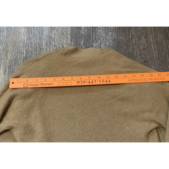 J Jill Cardigan Sweater Open Front Long Wool Blend Small Camel Brown Minimalist - Picture 8 of 9